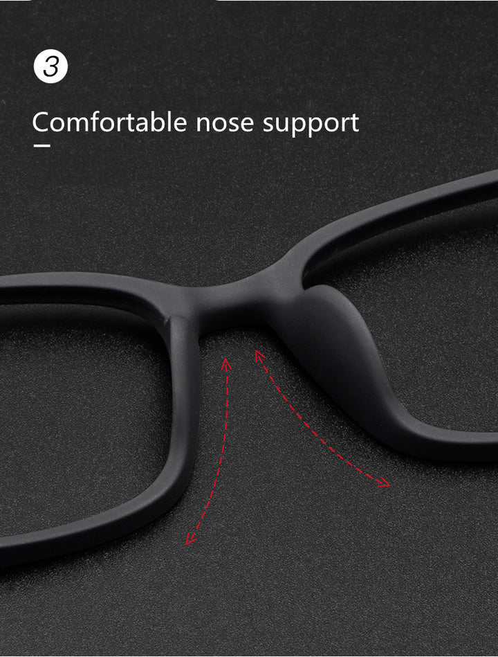 Kocolior Unisex Full Rim Square Tr 90 Hyperopic Reading Glasses 98007.