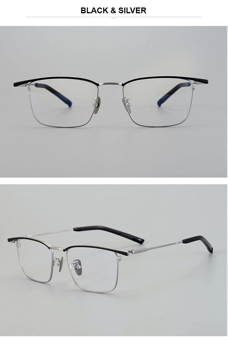 Chashma Unisex Full Rim Big Square Brow Line Titanium Eyeglasses 881156.