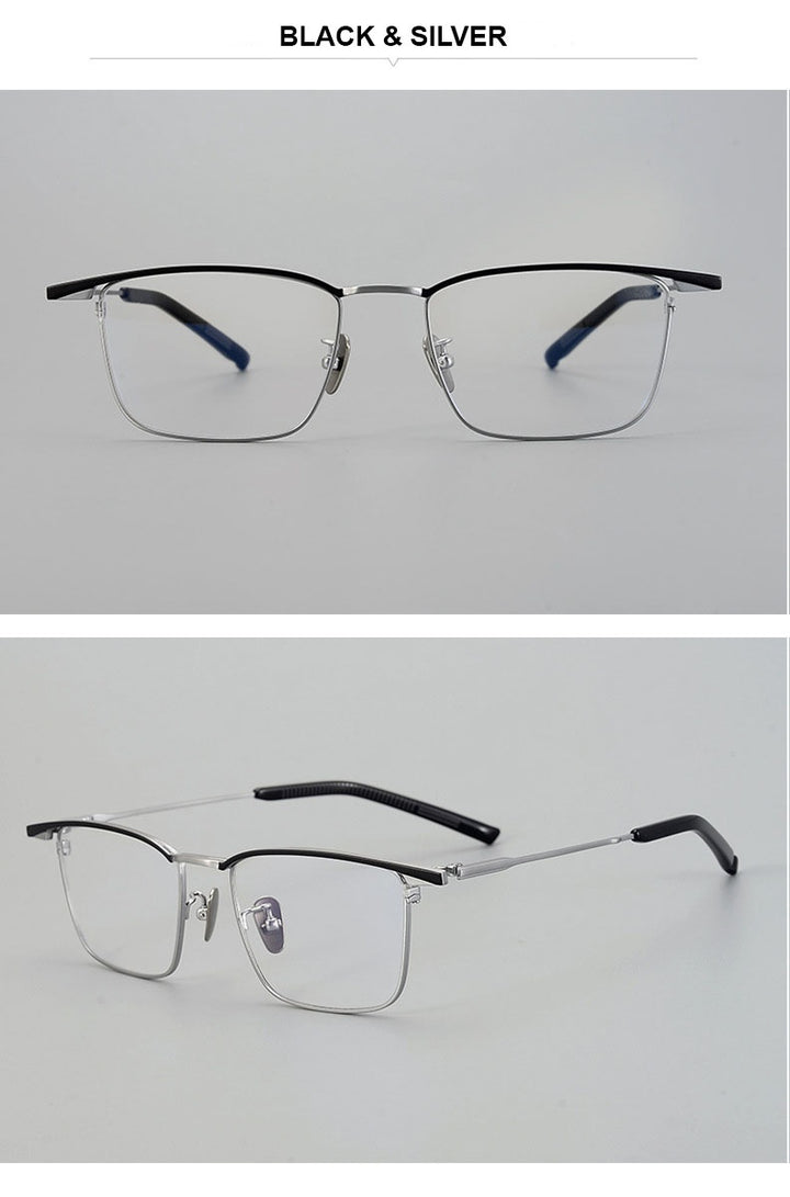 Chashma Unisex Full Rim Big Square Brow Line Titanium Eyeglasses 881156.