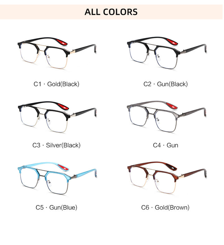 Kocolior Unisex Full Rim Square Tr 90 Alloy Double Bridge Photochromic Reading Glasses 968329.