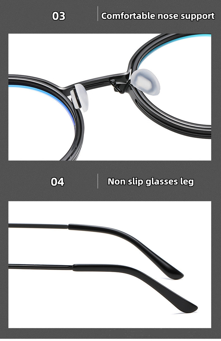 Kocolior Unisex Full Rim Round Acetate Alloy Hyperopic Reading Glasses 10749.