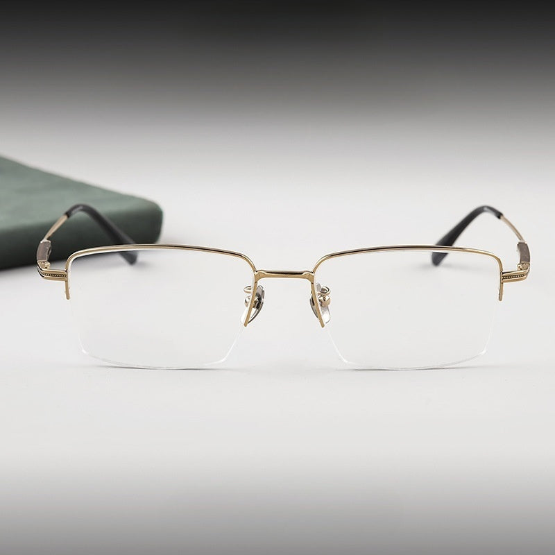 Chashma Ottica Mens Semi Rim Square Titanium Wood Eyeglasses 401605 — view 1 | Chashma Ottica at FuzWeb