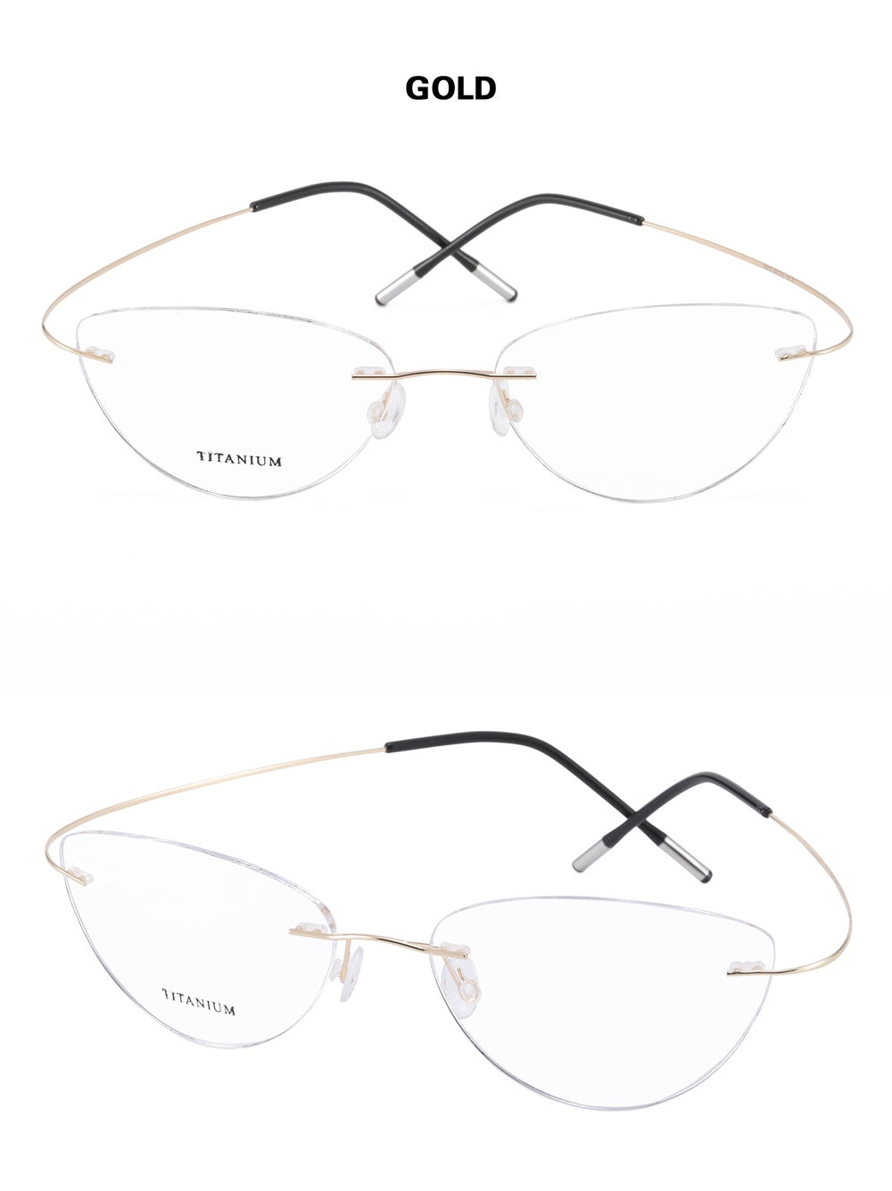 Chashma Ottica Unisex Rimless Cat Eye Titanium Eyeglasses 720003 FuzWeb