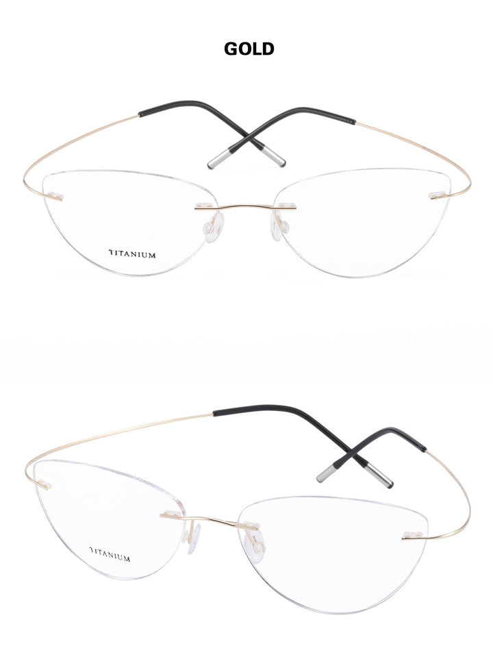 Chashma Ottica Unisex Rimless Cat Eye Titanium Eyeglasses 720003 FuzWeb