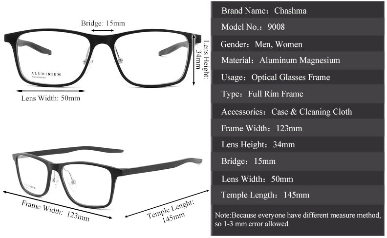 Chashma Ochki Womens Full Rim Square Aluminum Eyeglasses 90084 — view 1 | Chashma Ochki at FuzWeb