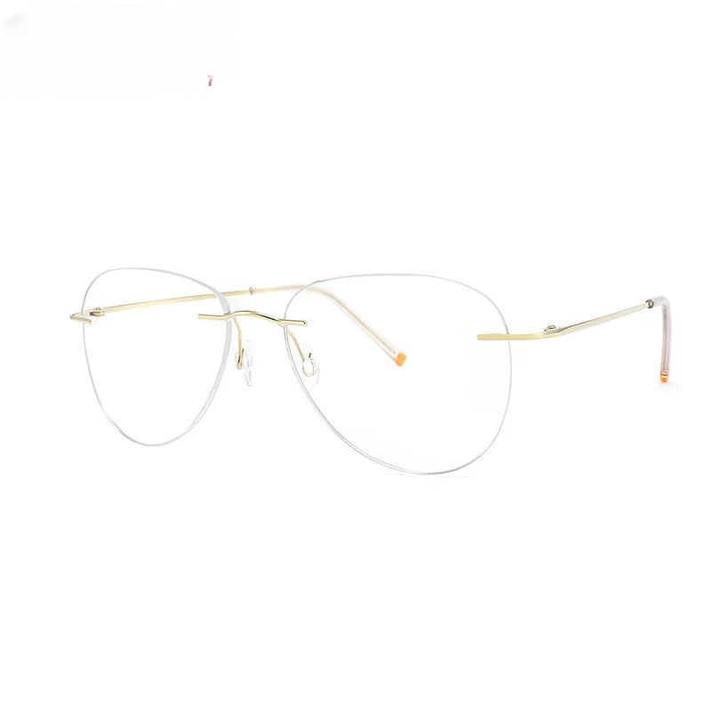 Chashma Unisex Rimless Oval Flat Top Titanium Eyeglasses 888011.