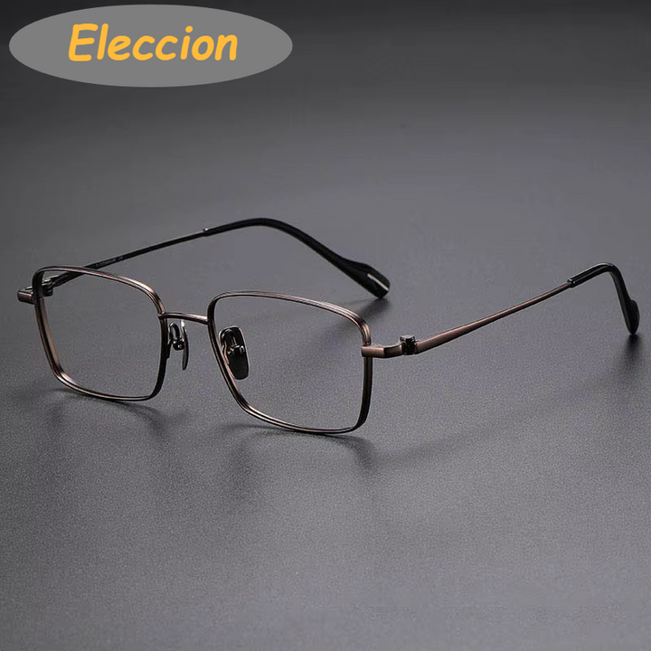 Eleccion Unisex Full Rim Square Titanium Eyeglasses 481015 Full Rim Eleccion Brown