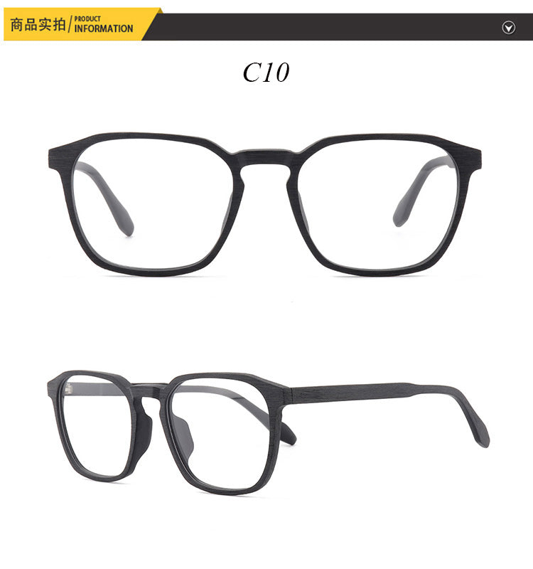 Hdcrafter Unisex Full Rim Square Wood Alloy Eyeglasses 1692.