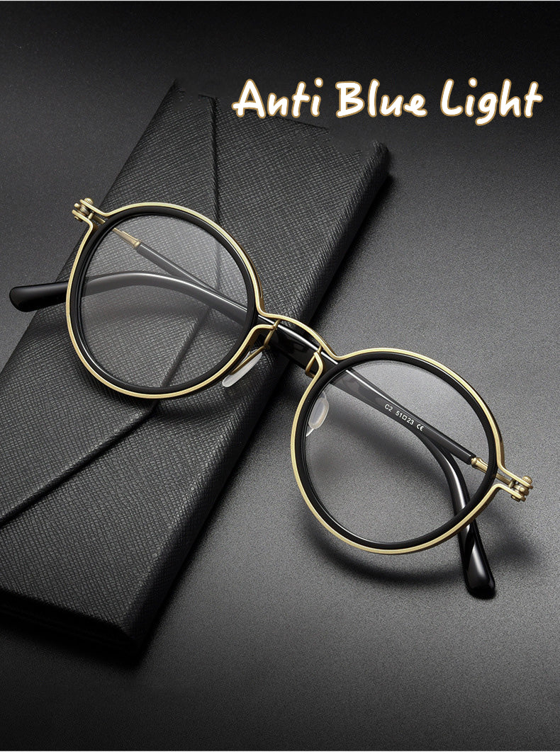 Kocolior Unisex Full Rim Round Alloy Acetate Hyperopic Reading Glasses 2203 — view 1 | Kocolior at FuzWeb