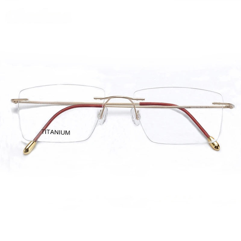 Chashma Ochki Unisex Rimless Square Titanium Eyeglasses 16011 — view 10 | Chashma Ochki at FuzWeb