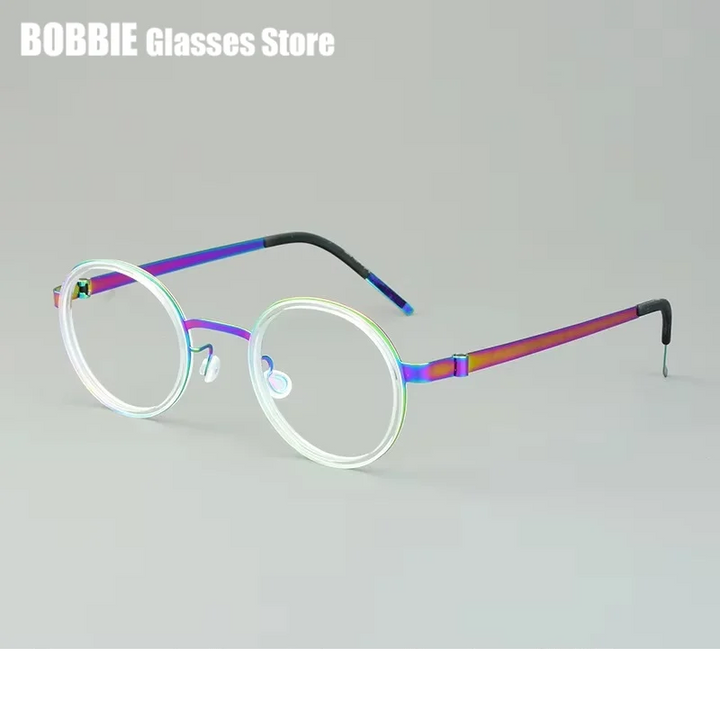 Bobbie Women's Full Rim Round Titanium Acetate Eyeglasses 619707