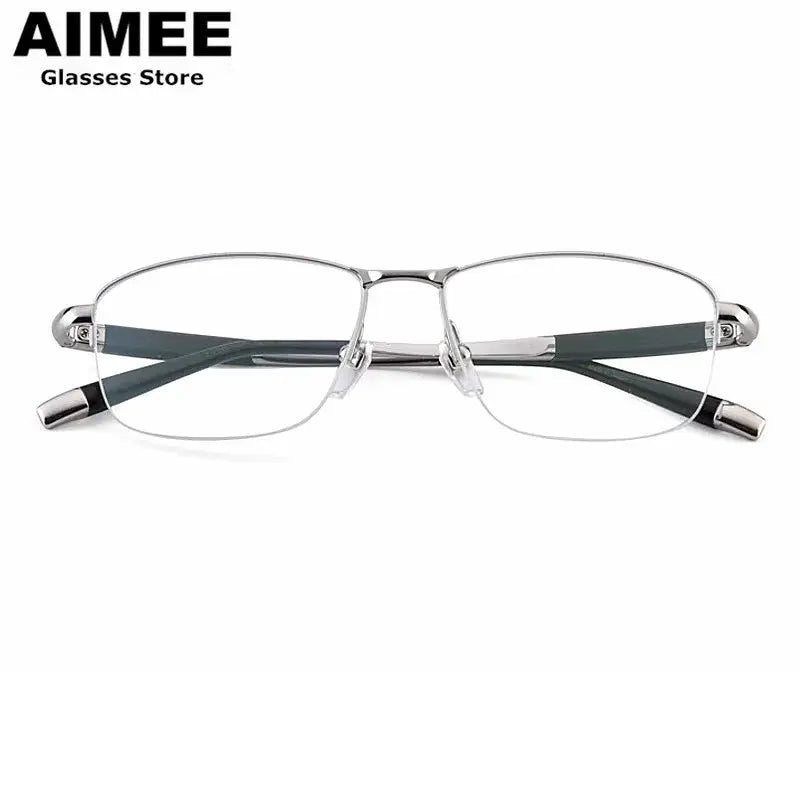 Aimee Unisex Semi Rim Oval Square Titanium Eyeglasses 427007 FuzWeb