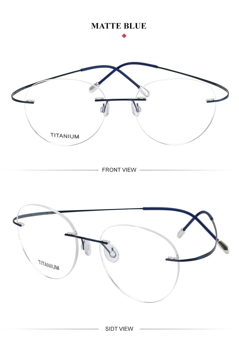Chashma Ochki Unisex Rimless Round Titanium Eyeglasses 16017.