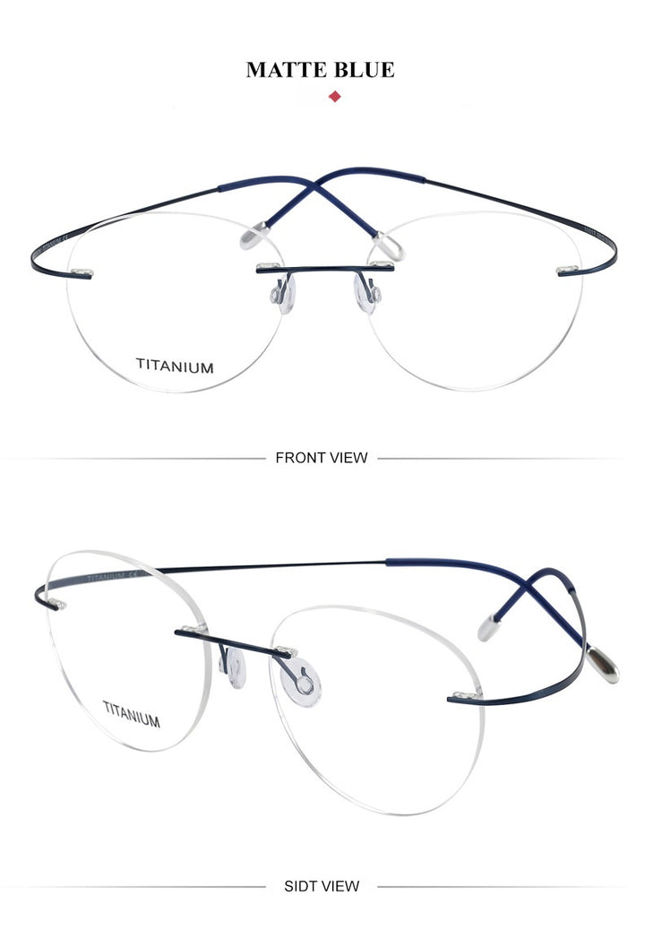 Chashma Ochki Unisex Rimless Round Titanium Eyeglasses 16017.