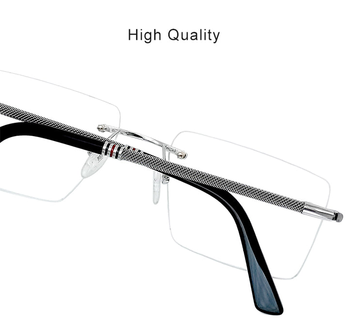 Krasivyy Unisex Rimless Square Titanium Eyeglasses 1657 — view 3 | Krasivyy at FuzWeb
