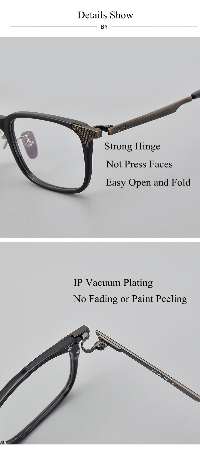 Summer Flower Mens Full Rim Square Acetate Titanium Eyeglasses 900551 — view 2 | Summer Flower at FuzWeb