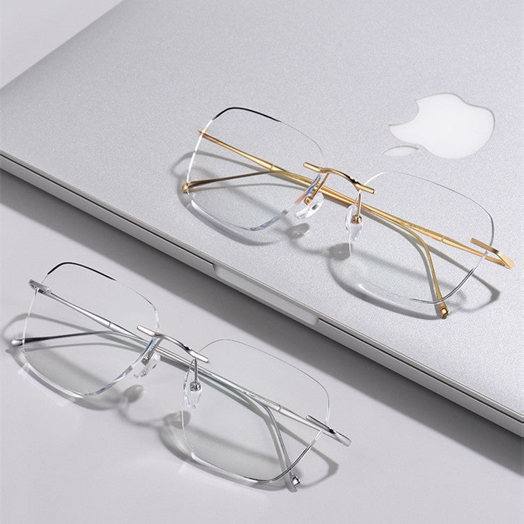 Chashma Ochki Unisex Rimless Polygon Titanium Eyeglasses 881632 — view 2 | Chashma Ochki at FuzWeb