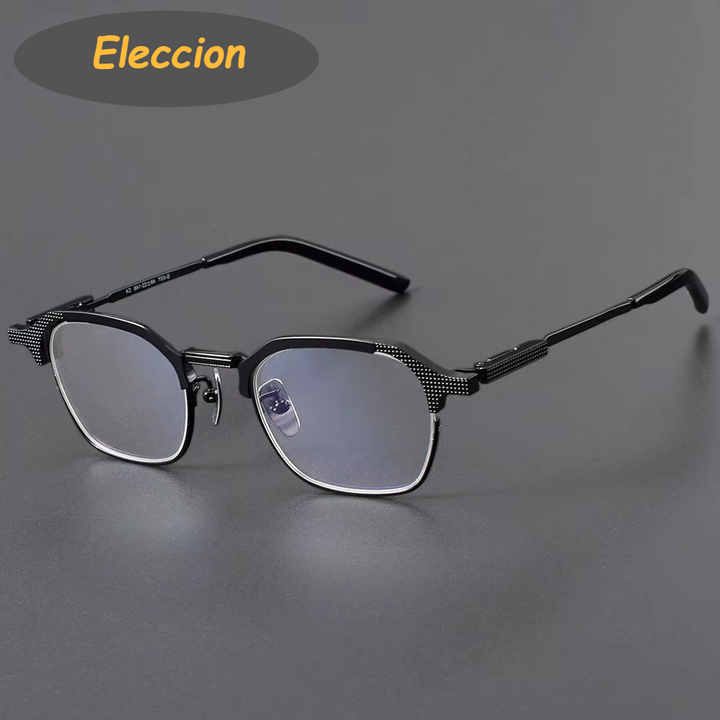 Eleccion Men's Full Rim Square Titanium Eyeglasses 94204 Full Rim Eleccion Black