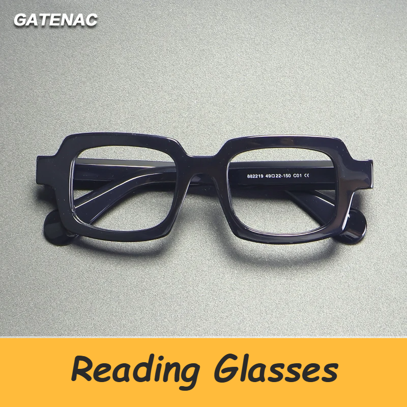 Gatenac Unisex Full Rim Big Square Acetate Reading Glasses 882219