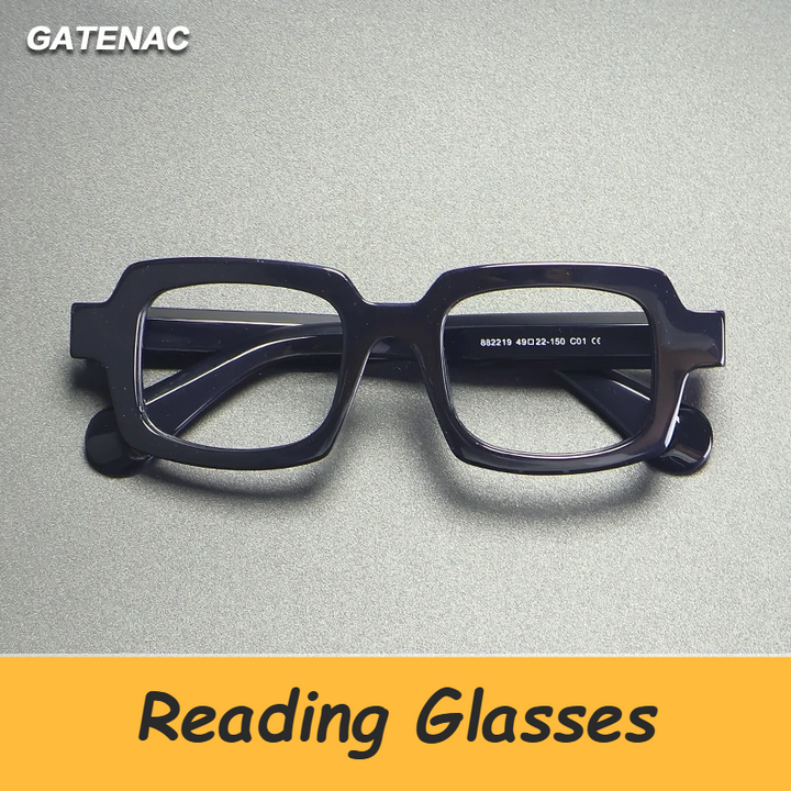 Gatenac Unisex Full Rim Big Square Acetate Reading Glasses 882219