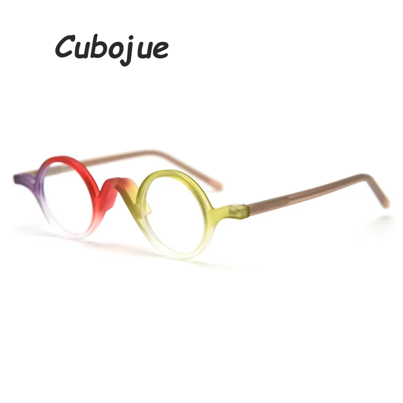 Cubojue Unisex Full Rim Round Tr 90 Titanium Reading Glasses 49154 Reading Glasses Cubojue