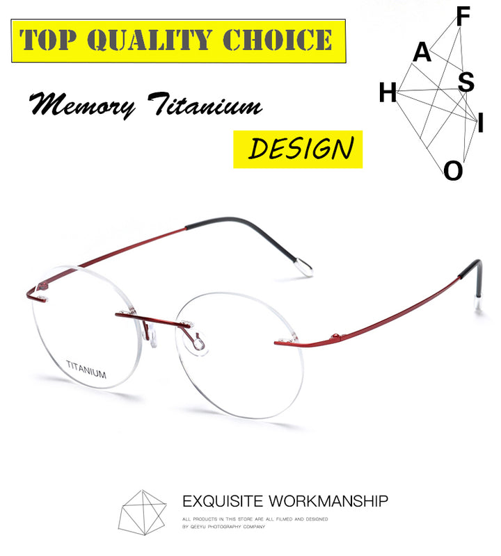 Krasivyy Unisex Rimless Round Titanium Eyeglasses Kr6012 — view 1 | Krasivyy at FuzWeb