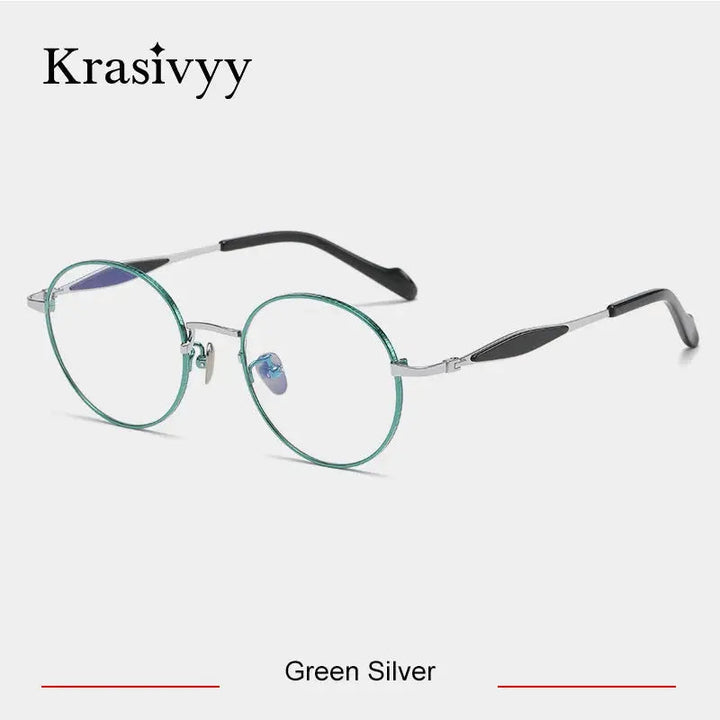 Krasivyy Unisex Full Rim Round Titanium Acetate Eyeglasses 46058.