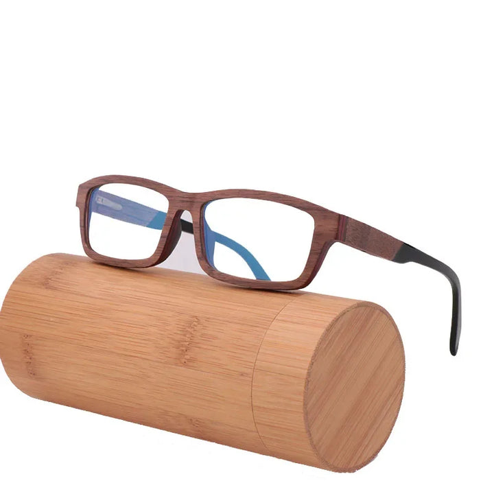 Hdcrafter Womens Full Rim Rectangle Wood Acetate Frames 560280 — view 1 | Hdcrafter Eyeglasses at FuzWeb