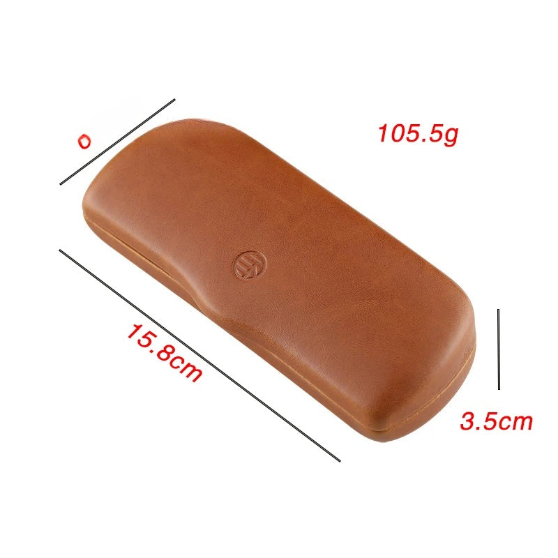 Cubojue Unisex Brown Hard Leather Eyeglass Case C008.
