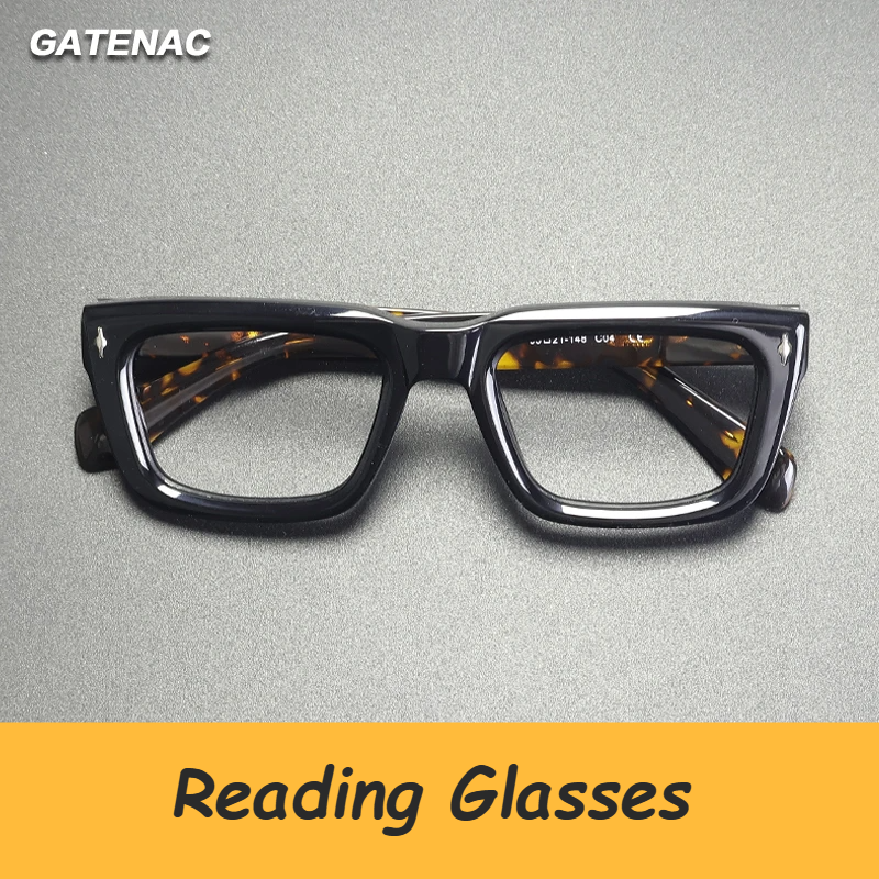 Gatenac Unisex Full Rim Square Brow Line Acetate Reading Glasses 882222