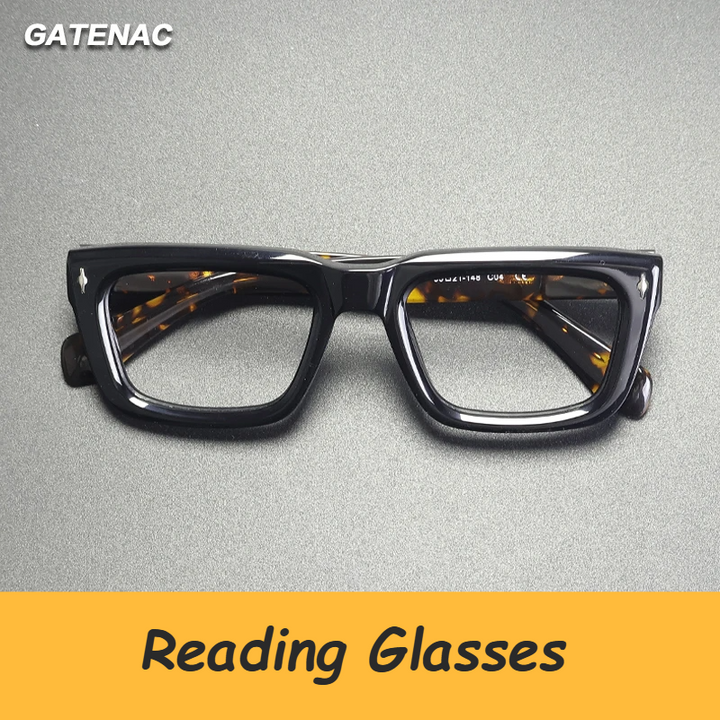 Gatenac Unisex Full Rim Square Brow Line Acetate Reading Glasses 882222