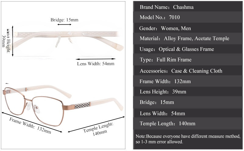 Chashma Womens Full Rim Square Alloy Acetate Eyeglasses 7010 — view 1 | Chashma at FuzWeb