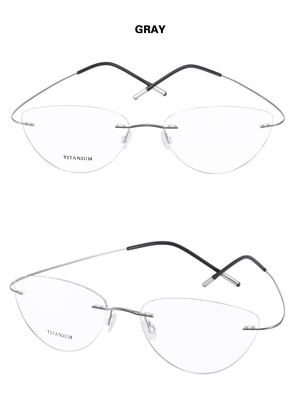 Chashma Ottica Unisex Rimless Cat Eye Titanium Eyeglasses 720003 FuzWeb