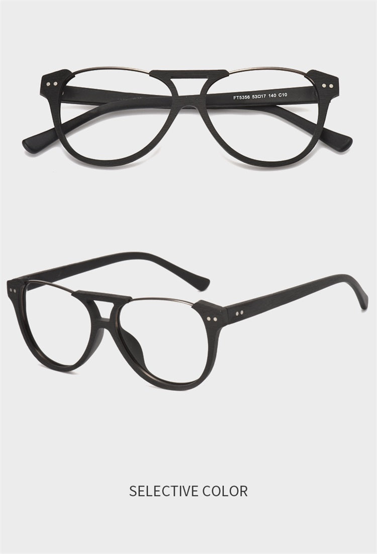 Hdcrafter Unisex Full Rim Square Double Bridge Wood Alloy Eyeglasses Ft5356 — view 9 | Hdcrafter Eyeglasses at FuzWeb
