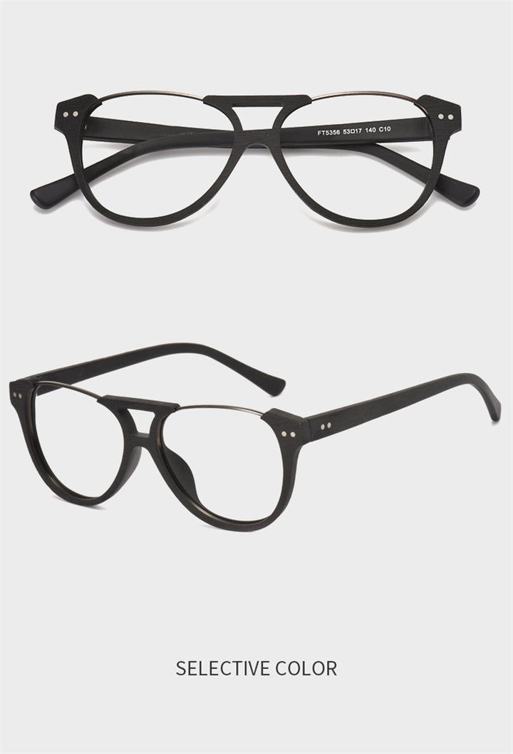 Hdcrafter Unisex Full Rim Square Double Bridge Wood Alloy Eyeglasses Ft5356 — view 9 | Hdcrafter Eyeglasses at FuzWeb