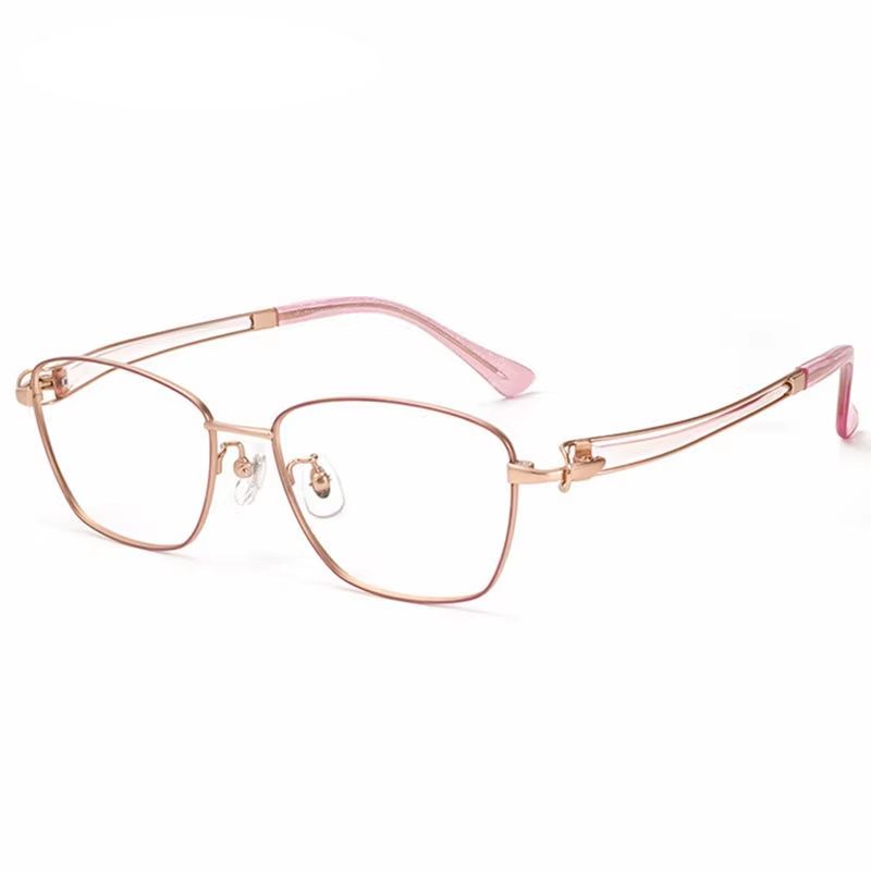 Eleccion Women's Full Rim Polygon Square Titanium Eyeglasses 95233 Full Rim Eleccion Rose Gold - Pink