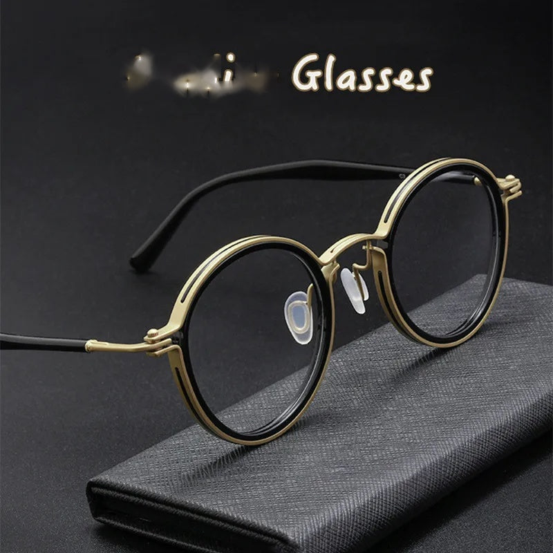 Kocolior Unisex Full Rim Round Alloy Acetate Hyperopic Reading Glasses 2203 — view 2 | Kocolior at FuzWeb