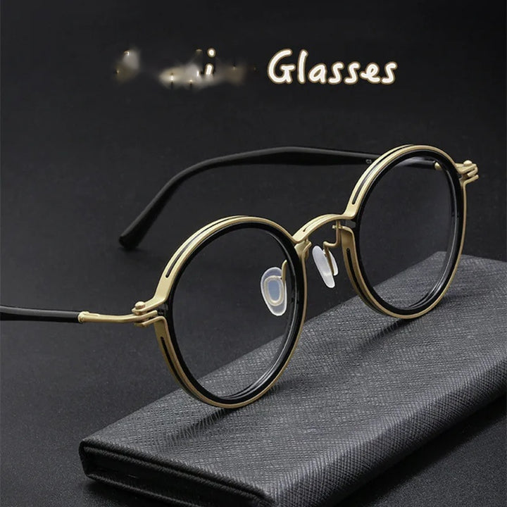 Kocolior Unisex Full Rim Round Alloy Acetate Hyperopic Reading Glasses 2203 — view 2 | Kocolior at FuzWeb