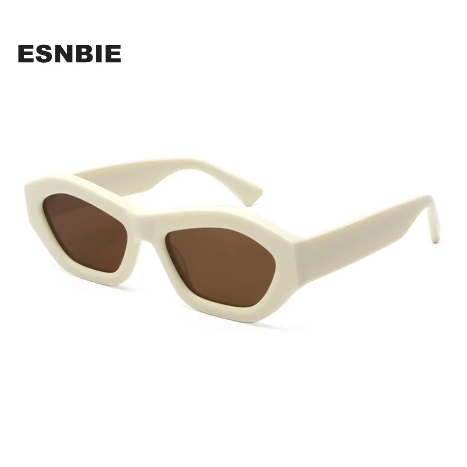 Esnbie Unisex Full Rim Oval Square Thick Acetate Sunglasses 230331
