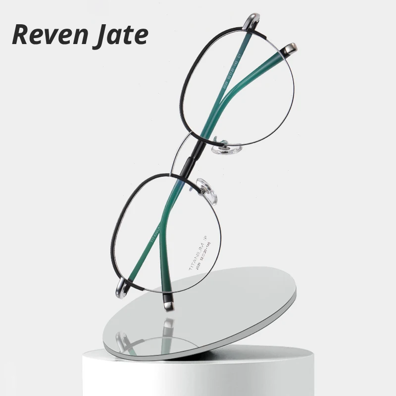Reven Jate Unisex Semi Rim Oval Round Titanium Eyeglasses 662039