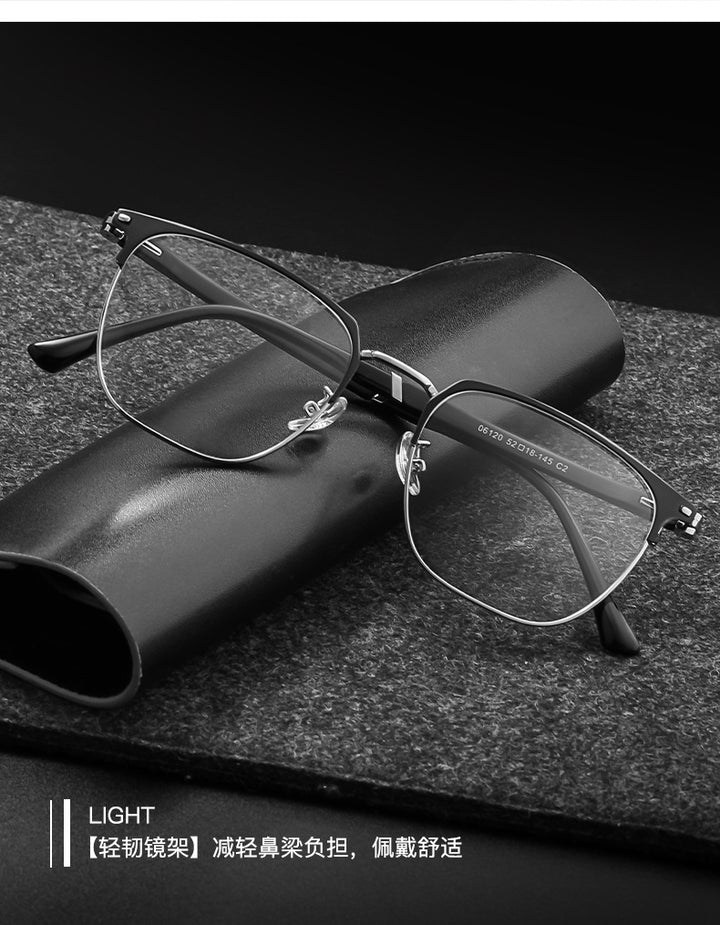 Kocolior Unisex Full Rim Square Titanium Alloy Hyperopic Reading Glasses 6120 — view 1 | Kocolior at FuzWeb