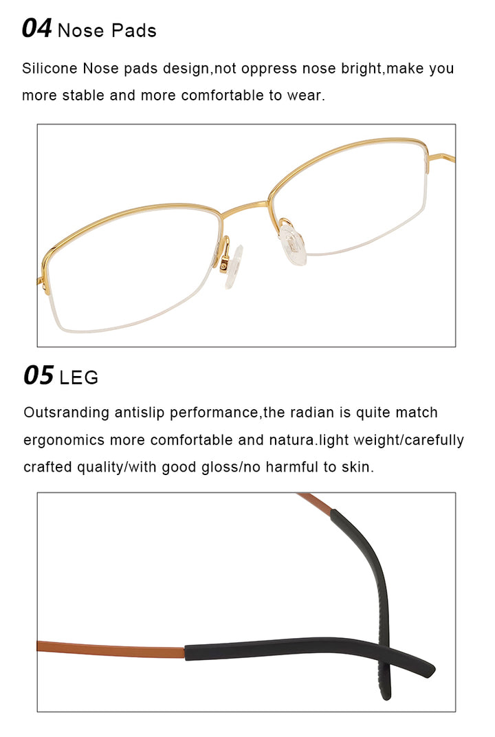 Krasivyy Unisex Semi Rim Oval Screwless Titanium Eyeglasses 350031.