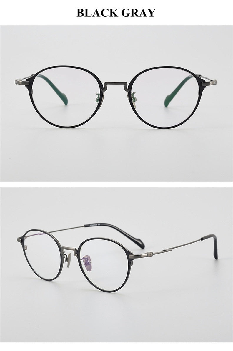 Chashma Ochki Unisex Full Rim Round Titanium Eyeglasses 360046.