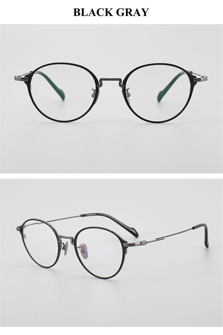 Chashma Ochki Unisex Full Rim Round Titanium Eyeglasses 360046.