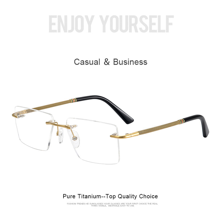 Krasivyy Unisex Rimless Square Titanium Eyeglasses 1657 — view 1 | Krasivyy at FuzWeb