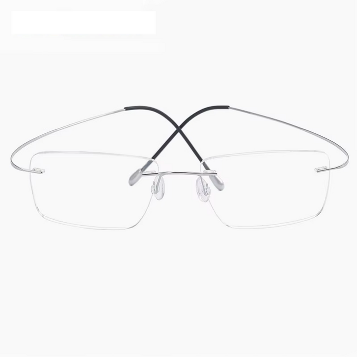 Eleccion Women's Rimless Square Polygon Titanium Eyeglasses 416014 Rimless Eleccion Silver