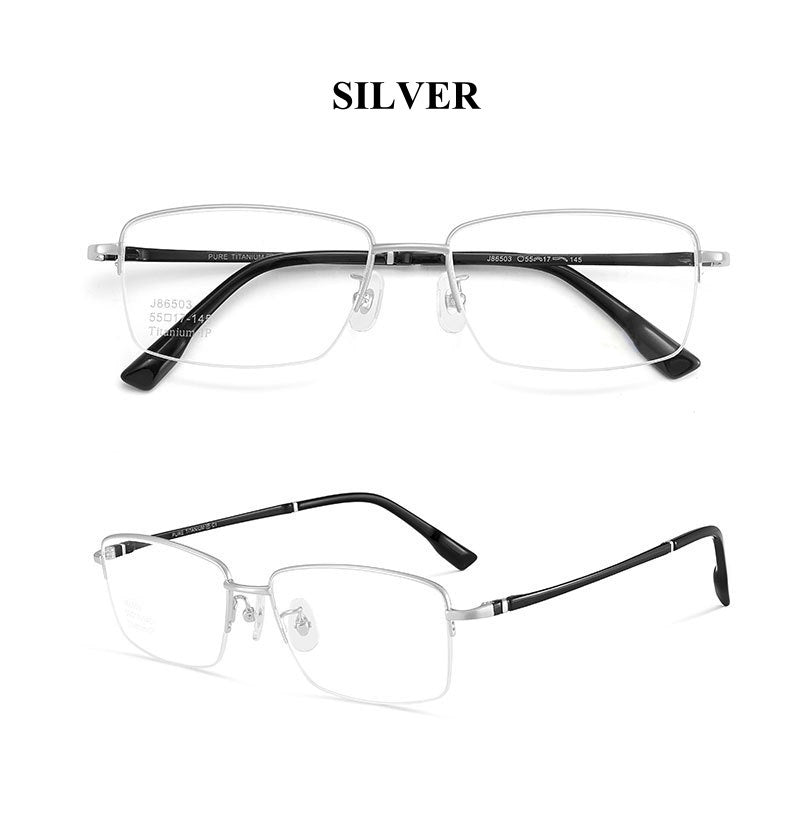 Chashma Ochki Unisex Semi Rim Square Titanium Eyeglasses 986503.