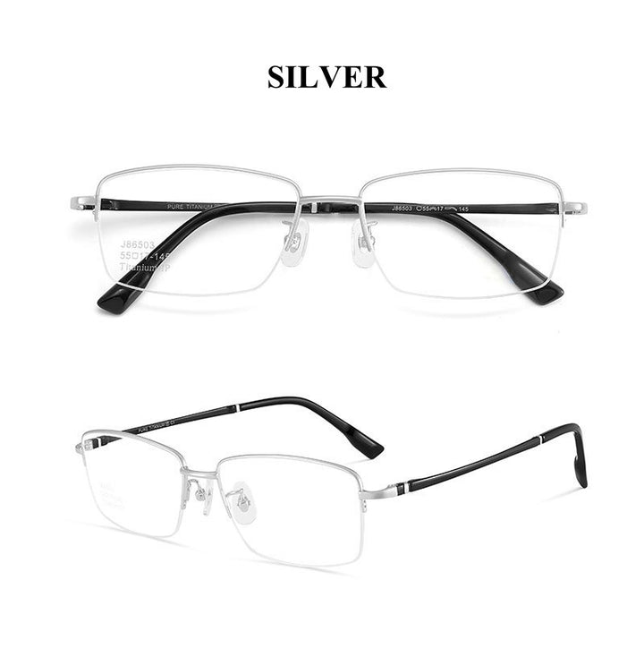 Chashma Ochki Unisex Semi Rim Square Titanium Eyeglasses 986503.