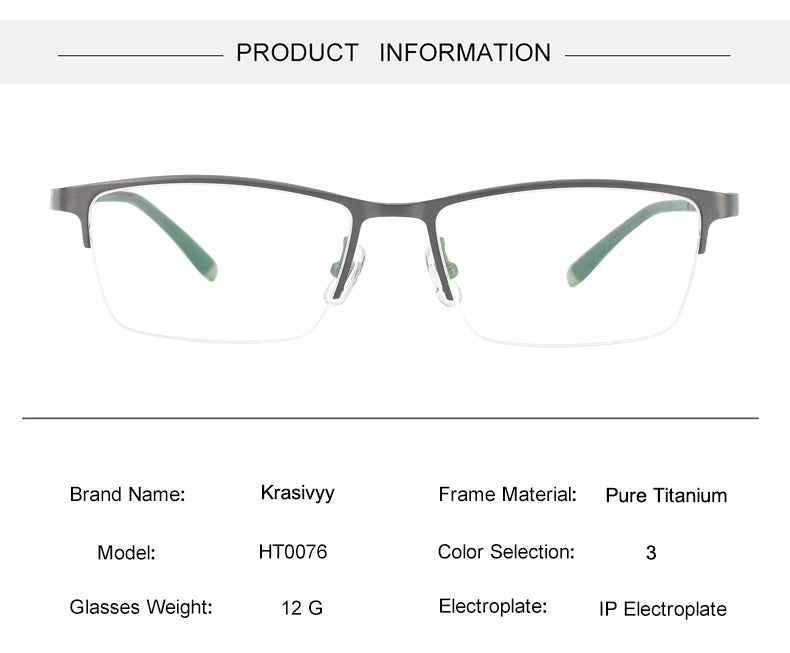 Krasivyy Mens Semi Rim Big Square Titanium Eyeglasses 60076 — view 1 | Krasivyy at FuzWeb