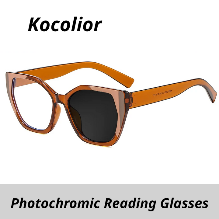 Kocolior Women's Full Rim Polygon PC Alloy Photochromic Reading Glasses 745232